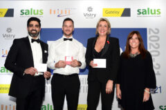 0011 - Raffle winners Gurdeep Gill, Matt Finnie and Claudia Hamilton with Alex’s Wish founder Emma Hallam